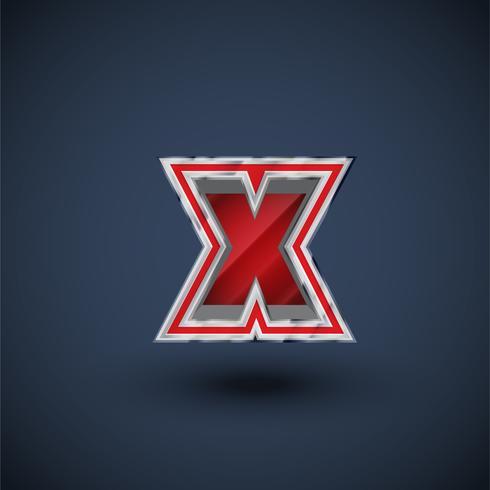 3D red steel font character, vector