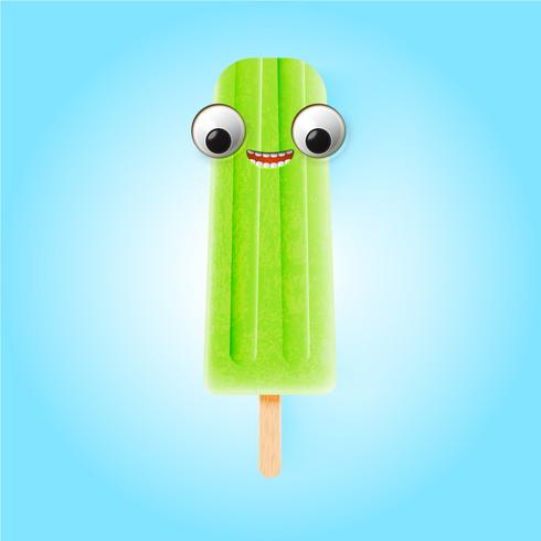 Funny emoticons on realistic icecream illustration, vector illustration