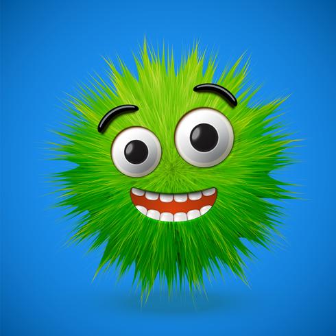 High-detailed 3D fur smiley emoticon, vector illustration