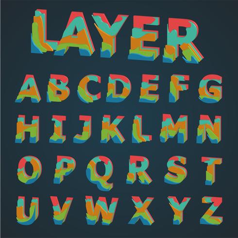 3D Colorful layered typeset, vector