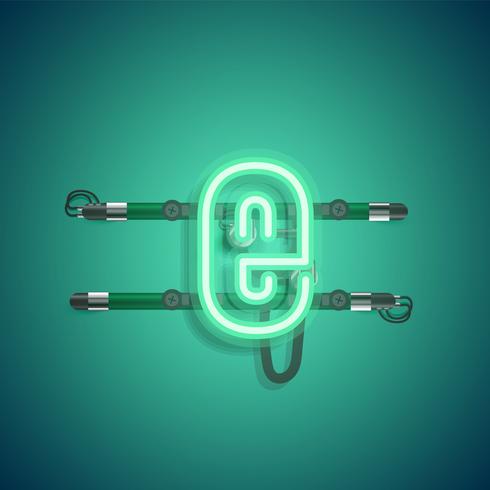 Realistic neon character with wires and console, vector illustration