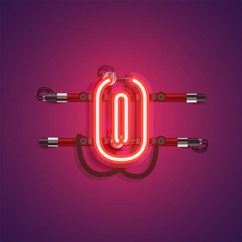 Realistic neon character with wires and console, vector illustration