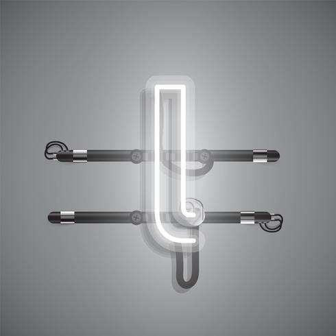 Realistic neon character with wires and console, vector illustration