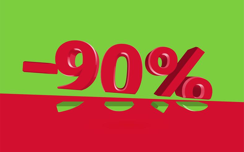 3D sale illustration with cut percentage, vector