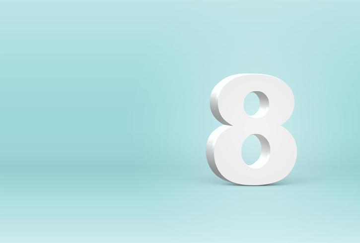 High detailed 3D font number, vector illustration