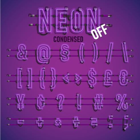 Realistic neon font with wires and console, vector illustration