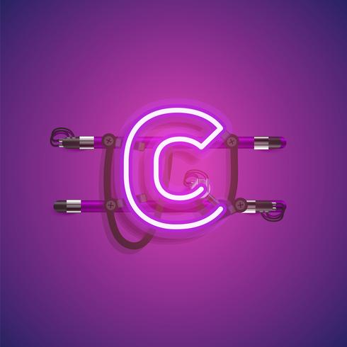 Realistic neon character with wires and console, vector illustration