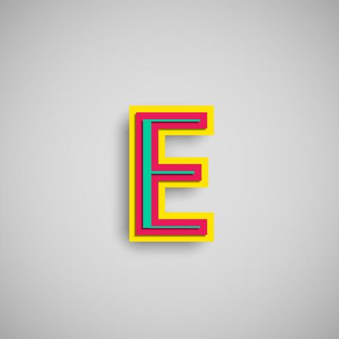 Colorful papercut character from a typeset, vector