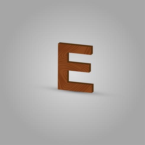 Realistic wood character from a typeset, vector illustration