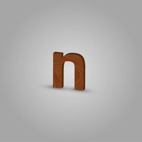 Realistic wood character from a typeset, vector illustration