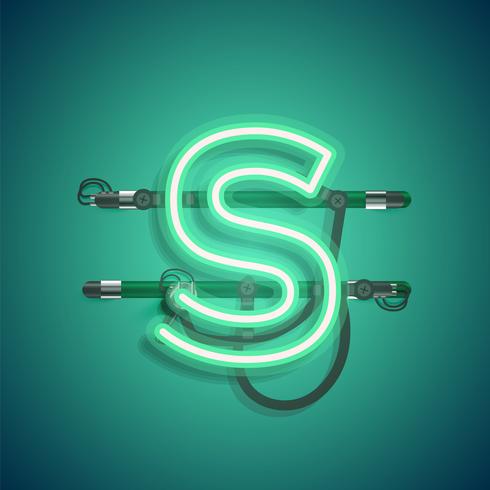 Realistic neon character with wires and console, vector illustration