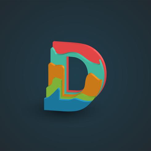 3D colorful layered character from a fontset, vector