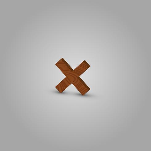 Realistic wood character from a typeset, vector illustration