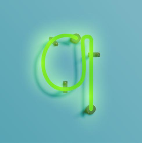 Realistic neon character from a typeset, vector