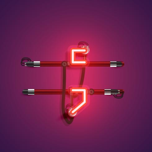 Realistic neon character with wires and console, vector illustration