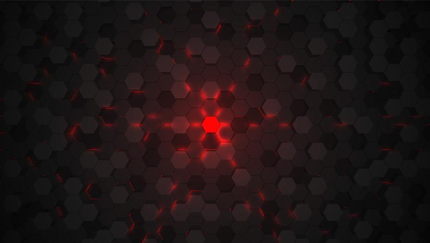 Red 3D hexagon tech background, vector illustration