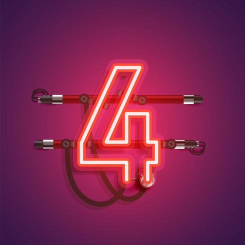 Realistic neon character with wires and console, vector illustration