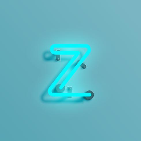 Realistic neon character from a typeset, vector