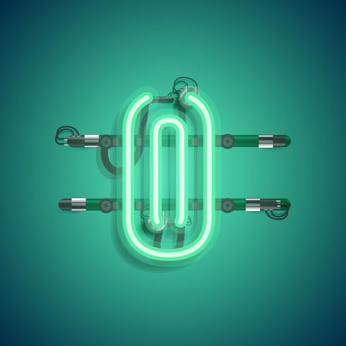 Realistic neon character with wires and console, vector illustration