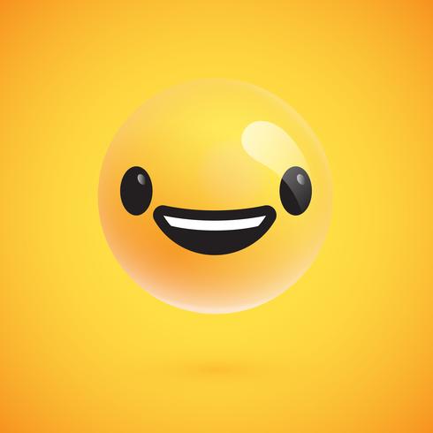 Lindo emoticon amarillo altamente detallado para web, ilustración vectorial vector