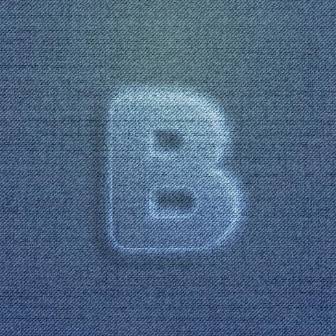 Character made by denim, from a typeface, vector