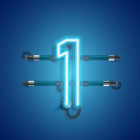 Realistic neon character with wires and console, vector illustration
