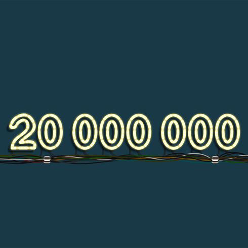Neon garland number, vector