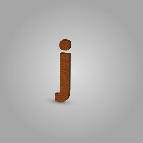Realistic wood character from a typeset, vector illustration