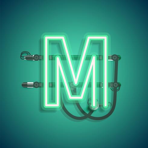 Realistic neon character with wires and console, vector illustration