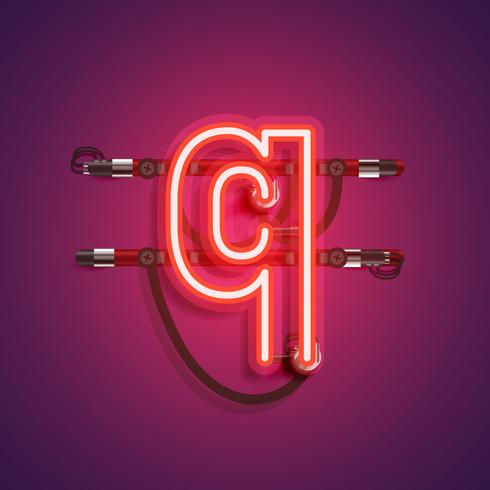 Realistic neon character with wires and console, vector illustration