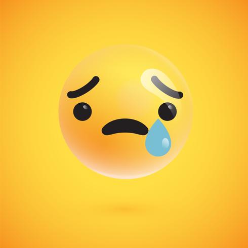 Lindo emoticon amarillo altamente detallado para web, ilustración vectorial vector