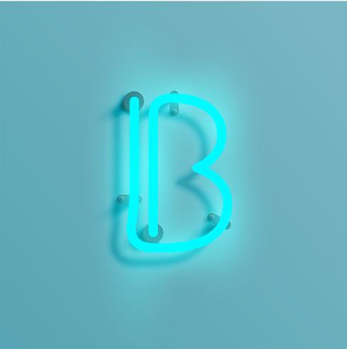 Realistic neon character from a typeset, vector