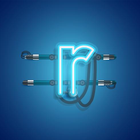 Realistic neon character with wires and console, vector illustration