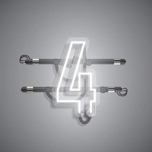 Realistic neon character with wires and console, vector illustration