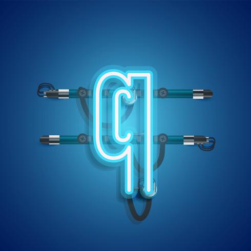 Realistic neon character with wires and console, vector illustration