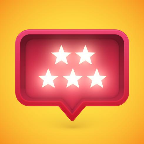 Glowing rating stars in speech bubble, vector illustration