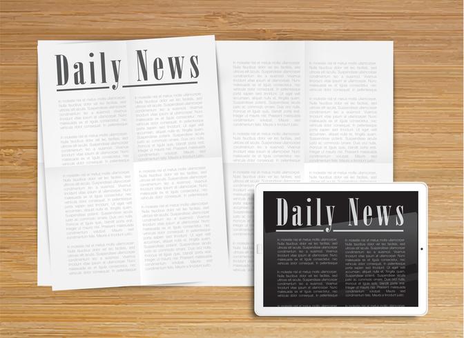 Realistic newspaper with a tablet, vector