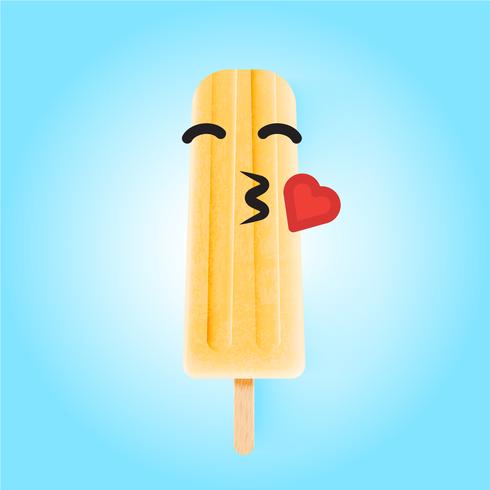 Funny emoticons on realistic icecream illustration, vector illustration