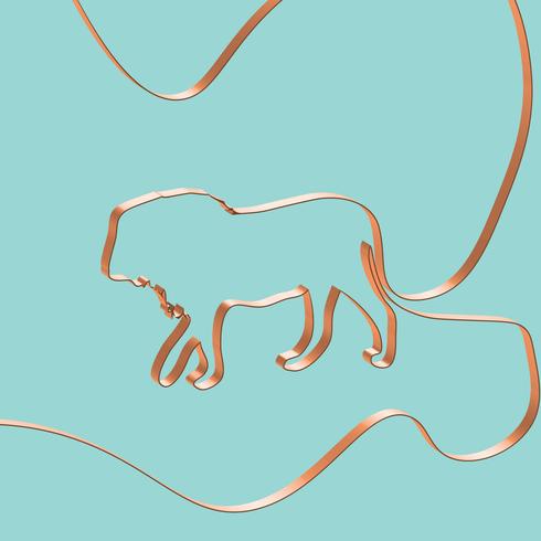 Realistic ribbon shapes an animal, vector illustration