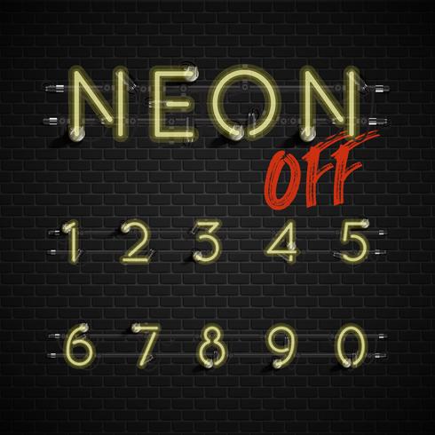 High detailed neon font set, vector illustration