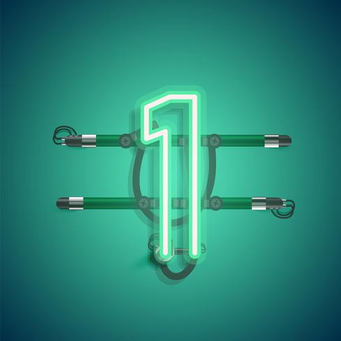 Realistic neon character with wires and console, vector illustration