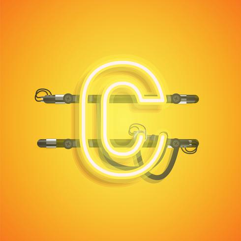 Realistic neon character with wires and console, vector illustration