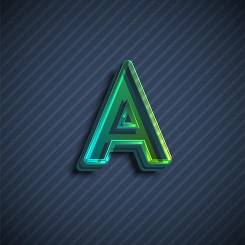 Glassy 3D font character, vector illustration