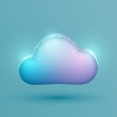 Neon realistic cloud icon, vector