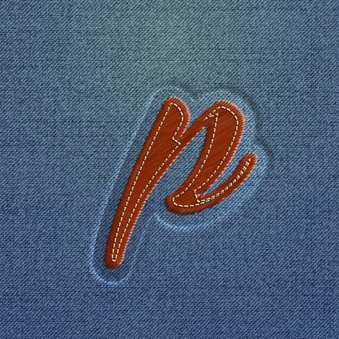 Character made by denim, from a typeface, vector