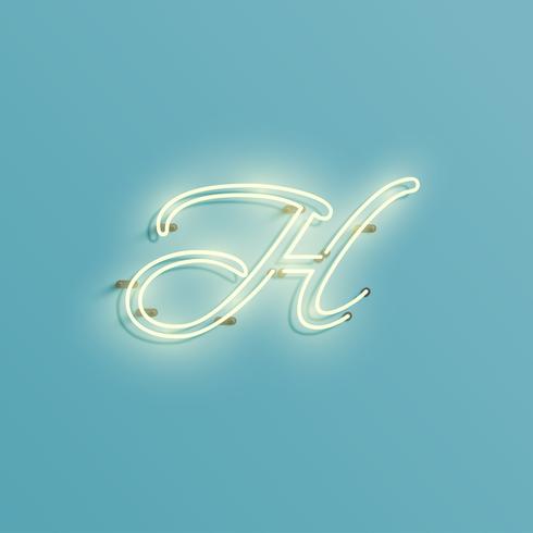 Realistic neon character from a typeset, vector