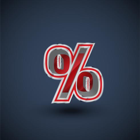 3D red steel font character, vector