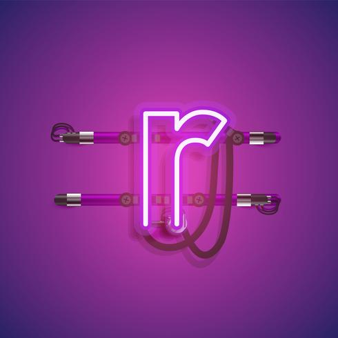 Realistic neon character with wires and console, vector illustration