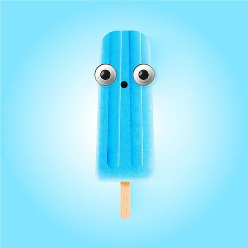 Funny emoticons on realistic icecream illustration, vector illustration