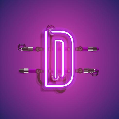 Realistic neon character with wires and console, vector illustration